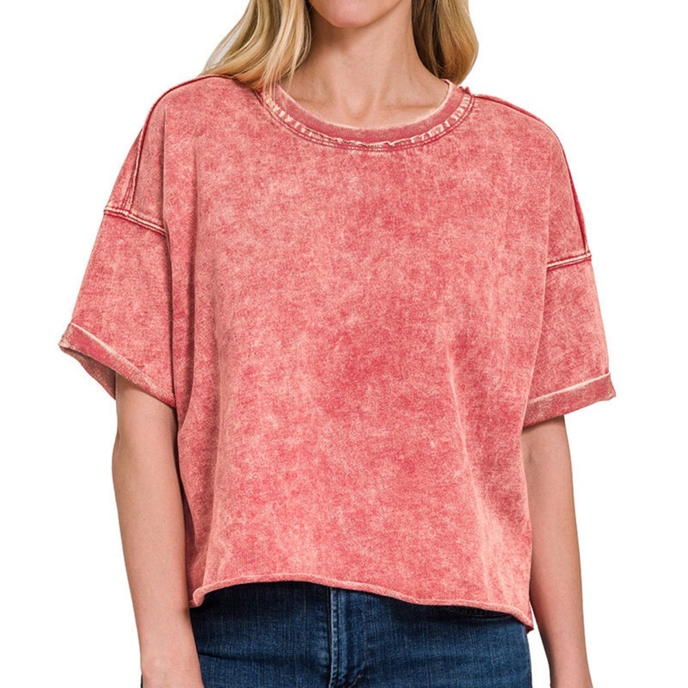 French Terry Washed Crop Tops